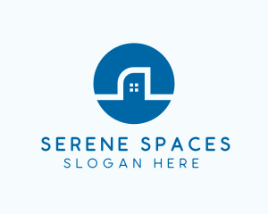 Blue Minimalist Building  logo design