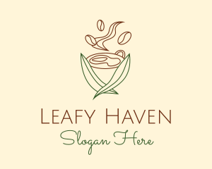 Minimalist Leafy Coffee  logo design