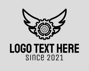 Factory - Mechanical Gear Wings logo design