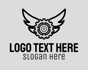 Mechanical Gear Wings Logo