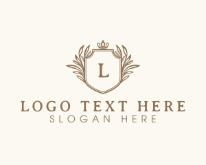 Regal - Leaf Monarchy Shield logo design