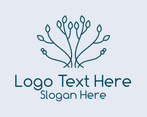 Eco - Symmetrical Leaf Branch logo design