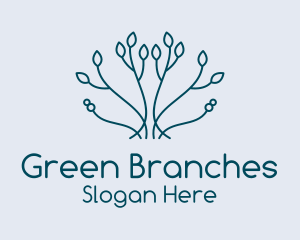 Symmetrical Leaf Branch  logo design