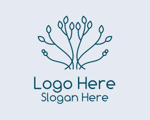 Eco Friendly - Symmetrical Leaf Branch logo design