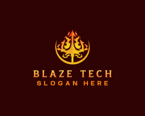 Burning Flame Trident  logo design