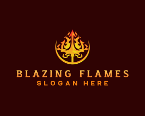 Burning Flame Trident  logo design