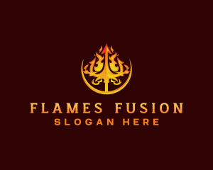 Burning Flame Trident  logo design