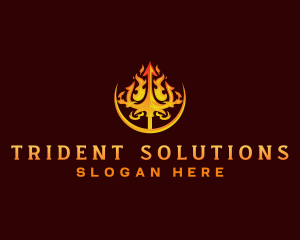 Trident - Burning Flame Trident logo design