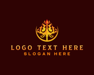 Hot - Burning Flame Trident logo design