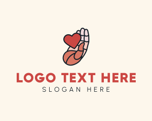 Hand - Heart Support Hand logo design