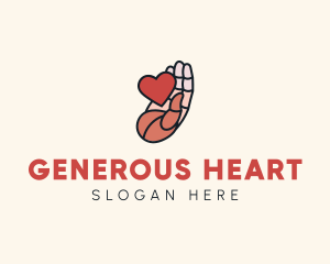 Heart Support Hand logo design