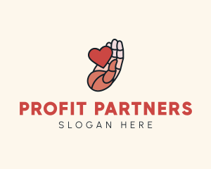 Heart Support Hand logo design