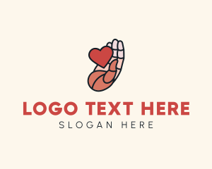 Love - Heart Support Hand logo design