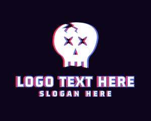 Glitch - Skull Gaming Anaglyph logo design