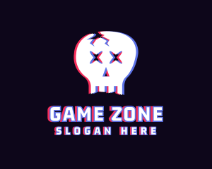 Skull Gaming Anaglyph logo design