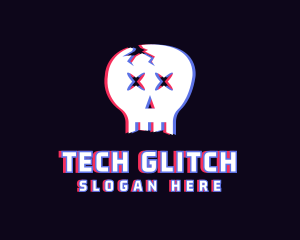 Skull Gaming Anaglyph logo design