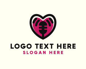 Microphone - Heart Mic Podcast Entertainment logo design