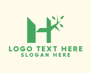 Timber - Tree Branch Letter H logo design