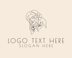 Beautiful - Pretty Floral Woman logo design