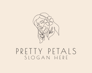 Pretty Floral Woman logo design