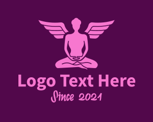 Angel - Meditating Angel Yoga Guru logo design