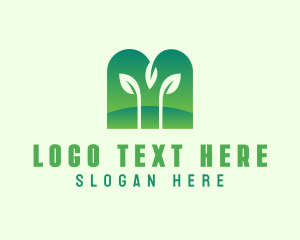 Vegan - Natural Plant Letter M logo design