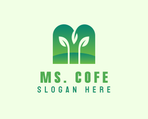 Natural Plant Letter M logo design