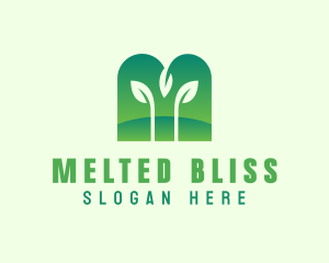 Natural Plant Letter M logo design