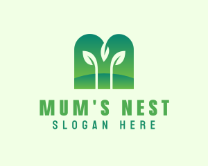 Natural Plant Letter M logo design