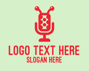 Mic Stand - Ladybug Microphone Podcast logo design