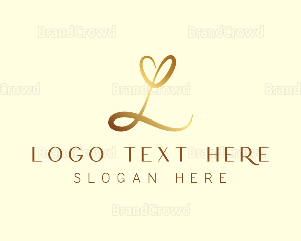 Heart Gold Letter L Logo