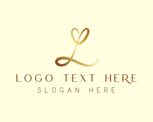 Script - Heart Gold Letter L logo design