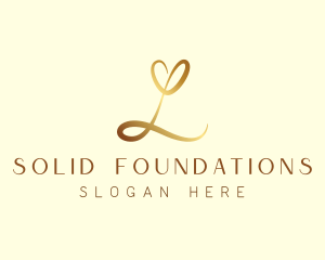 Heart Gold Letter L Logo