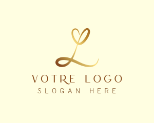 Vlogger - Heart Gold Letter L logo design