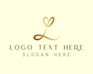 Initial - Heart Gold Letter L logo design