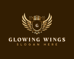 Shield Crown Wings logo design