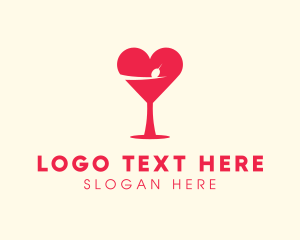 Liquor - Valentines Heart Martini logo design