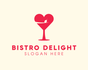 Valentines Heart Martini logo design