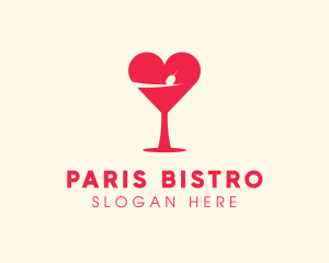 Valentines Heart Martini logo design