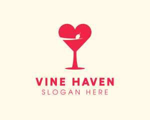 Valentines Heart Martini logo design