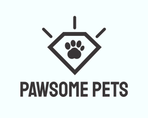 Pet - Pet Paw Gem logo design