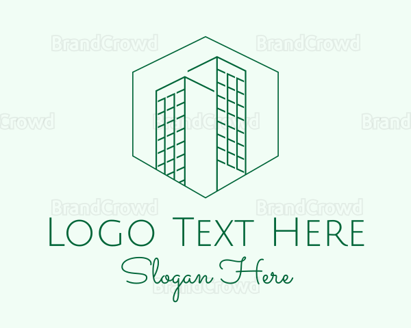 Minimalist Green Skyscrapers Logo