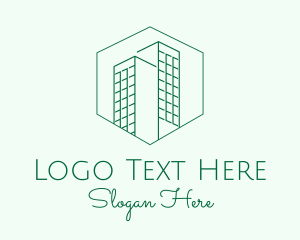 Hexagon - Minimalist Green Skyscrapers logo design