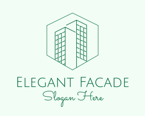 Facade - Minimalist Green Skyscrapers logo design