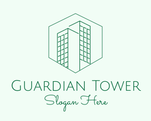 Minimalist Green Skyscrapers logo design