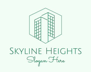 Skyscrapers - Minimalist Green Skyscrapers logo design