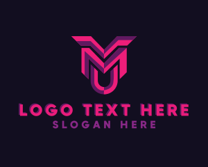 Multicolor - Edgy Letter MU Brand logo design