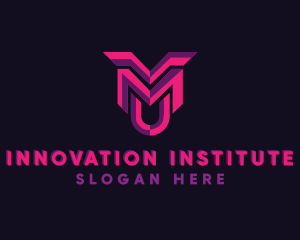 Institute - Edgy Letter MU Brand logo design
