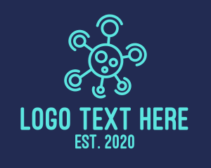 Viral - Blue Contagious Virus logo design