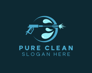 Cleaning Droplet Pressure Wash logo design